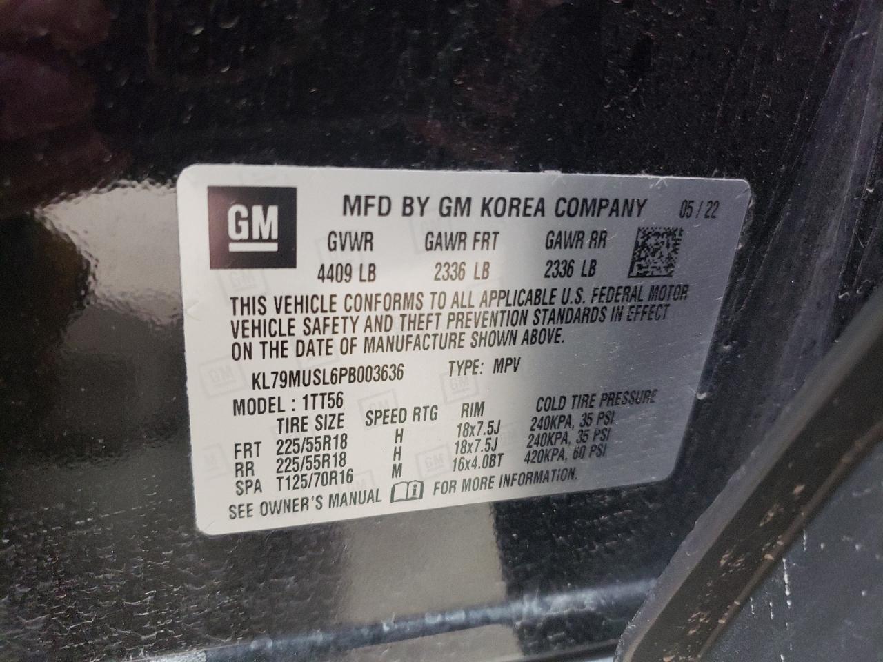 2023 Chevrolet TrailBlazer VIN KL79MUSL6PB003636 Copart auction photo, mechanical damage thumbnail 15