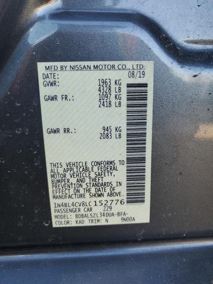 2020 Nissan Altima VIN 1N4BL4CV8LC152776 Copart auction photo, rear end damage thumbnail 12