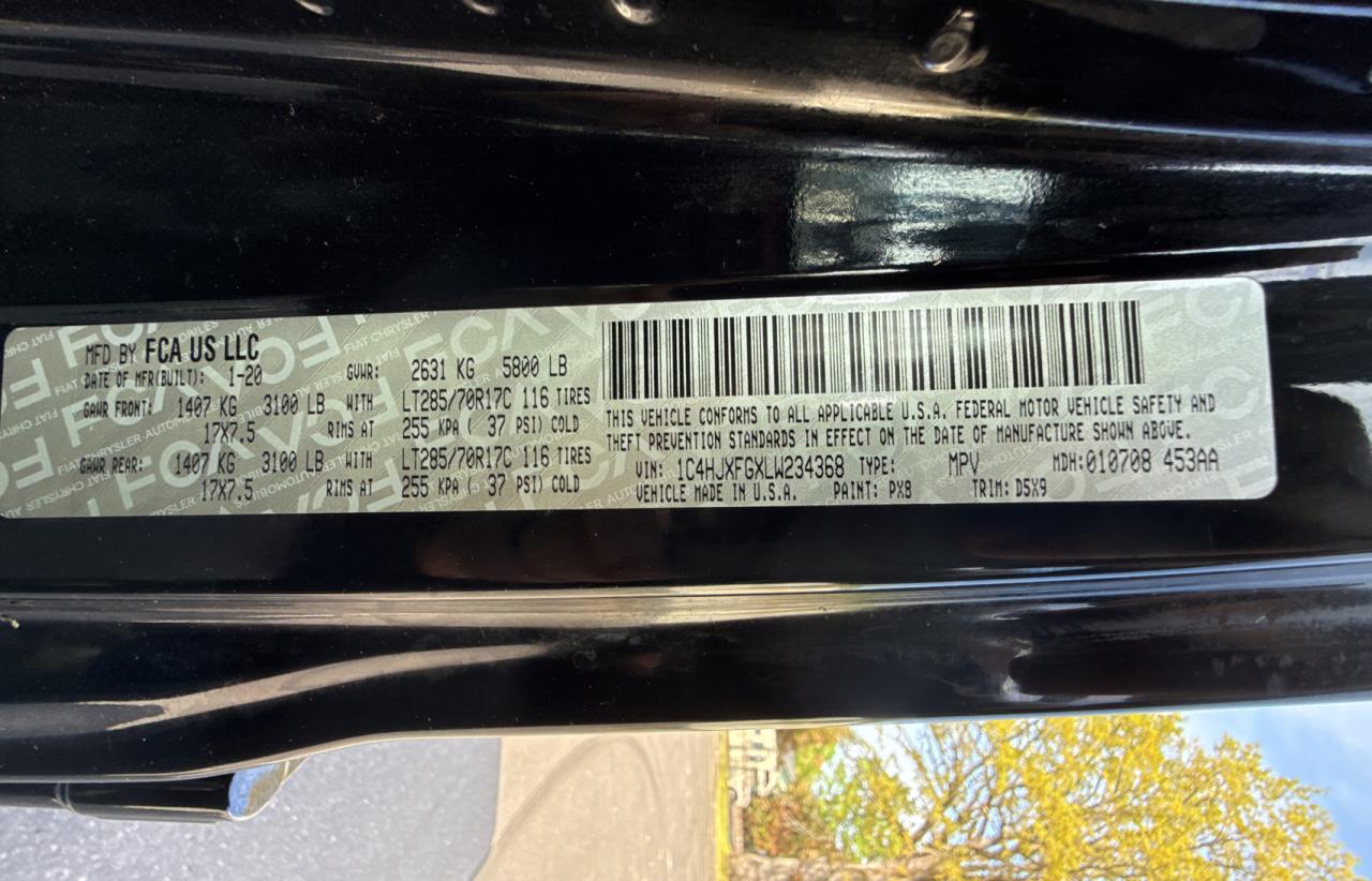 2020 Jeep Wrangler VIN 1C4HJXFGXLW234368 Copart auction photo, normal wear / minor dent/scratches damage thumbnail 10