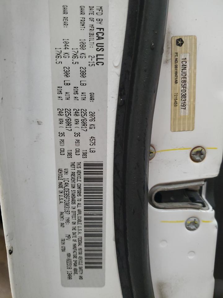 2015 Jeep Compass VIN 1C4NJDEB5FD303197 Copart auction photo, front end / minor dent/scratches damage thumbnail 14