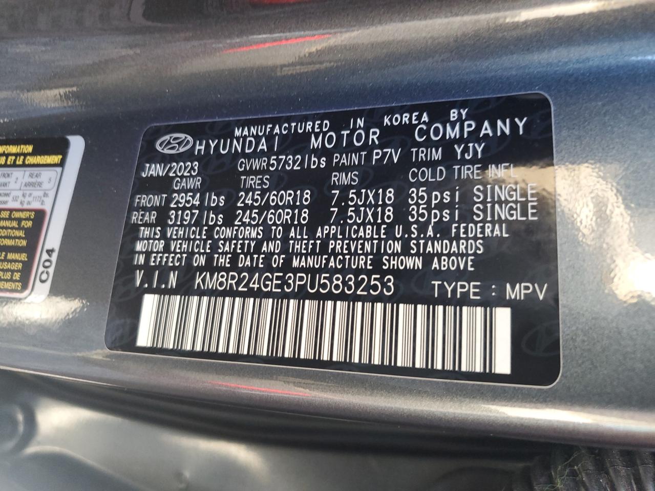 2023 Hyundai Palisade VIN KM8R24GE3PU583253 Copart auction photo, water/flood / burn - interior damage thumbnail 14