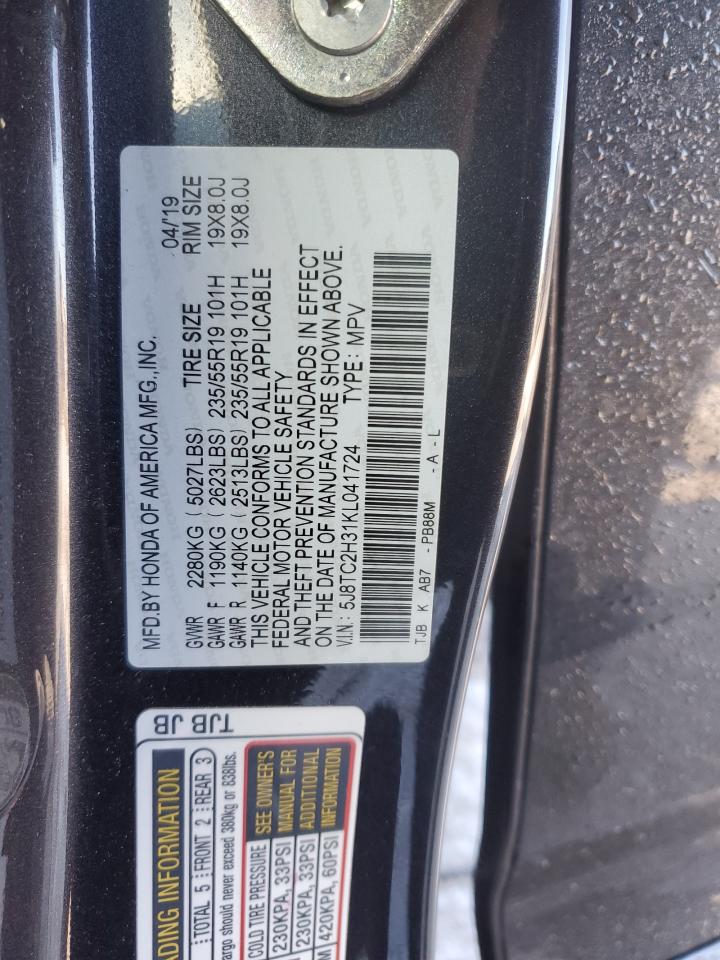 2019 Acura RDX VIN 5J8TC2H31KL041724 Copart auction photo, front end / side damage thumbnail 14
