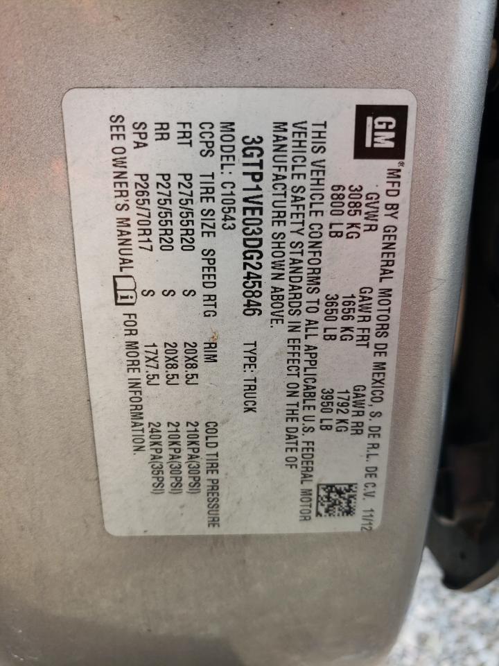 2013 GMC Sierra VIN 3GTP1VE03DG245846 Copart auction photo, front end damage thumbnail 13