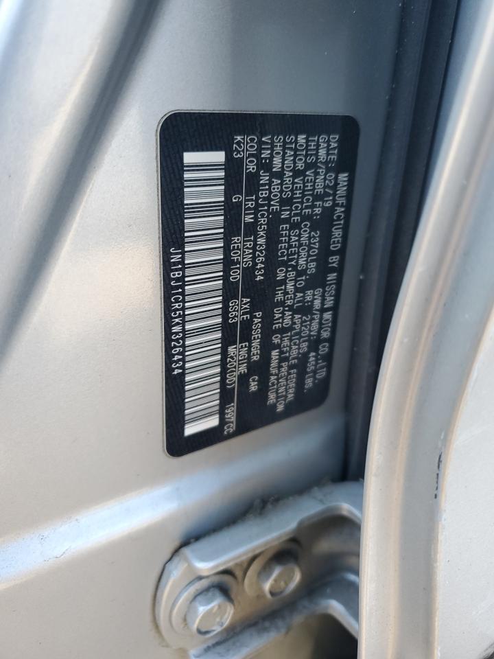 2019 Nissan Rogue VIN JN1BJ1CR5KW326434 Copart auction photo, all over damage thumbnail 13