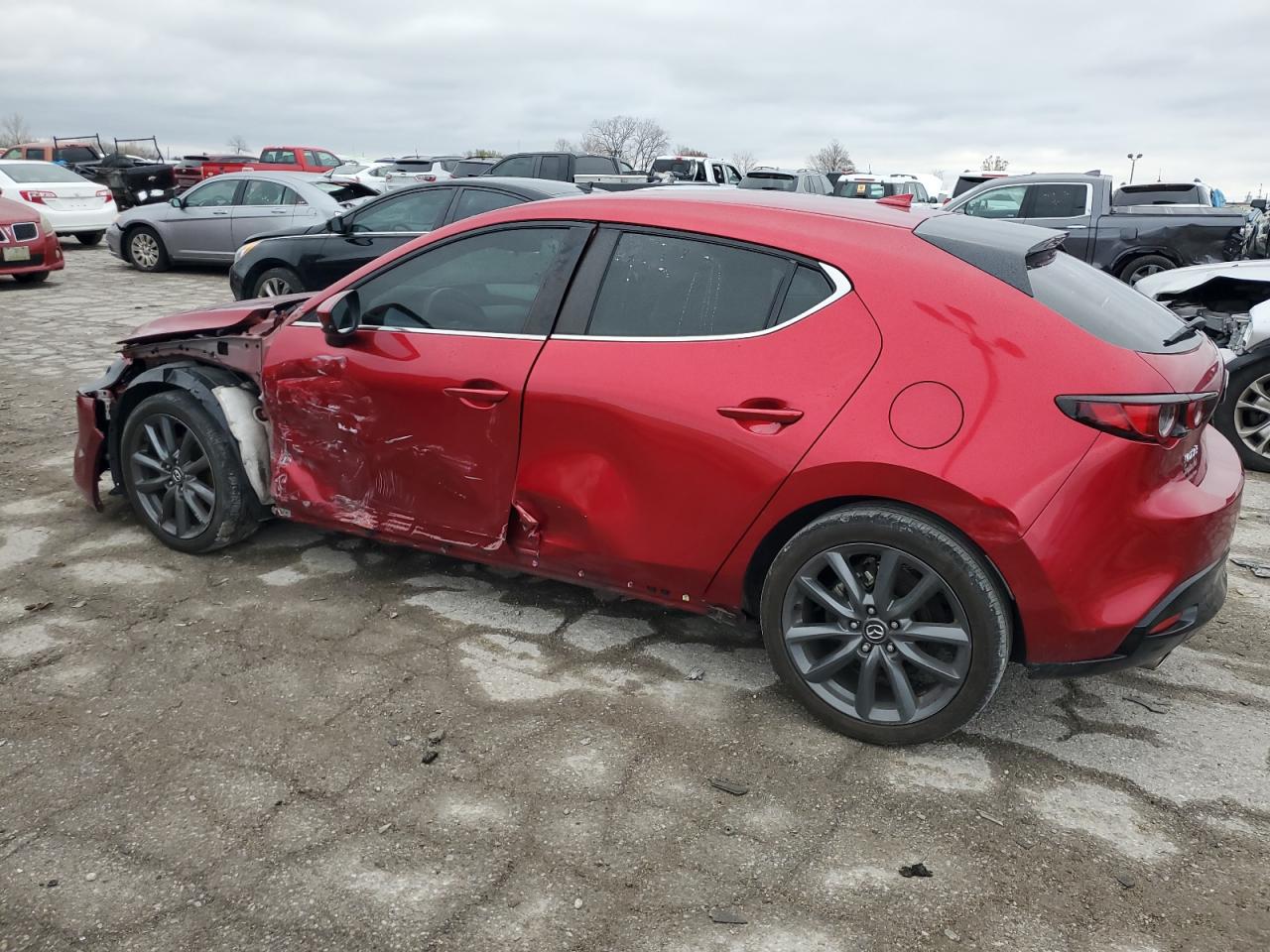 2019 Mazda 3 VIN JM1BPAMM6K1141420 Copart auction photo, side / front end damage thumbnail 2