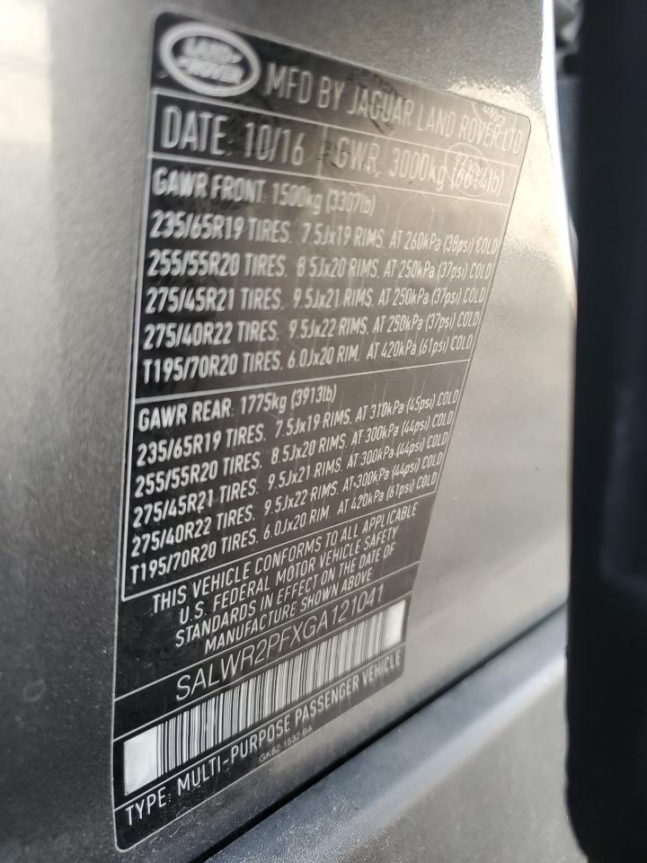 2016 Land Rover Range Rover VIN SALWR2PFXGA121041 Copart auction photo, side / minor dent/scratches damage thumbnail 15