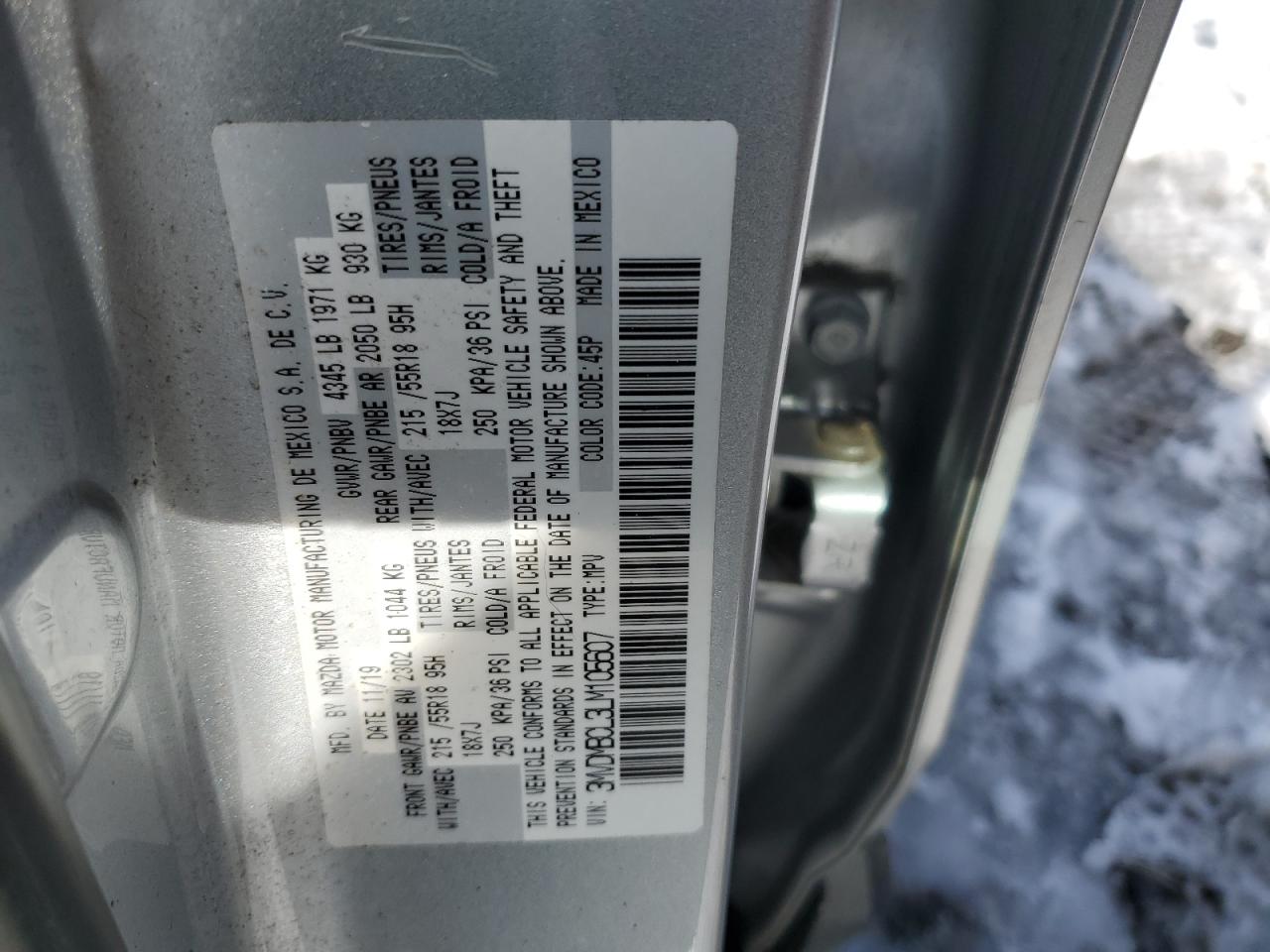 2020 Mazda CX-30 VIN 3MVDMBCL3LM105607 Copart auction photo, rear end damage thumbnail 13