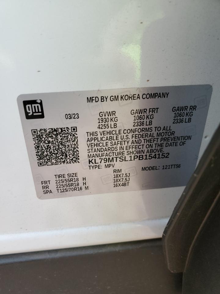 2023 Chevrolet TrailBlazer VIN KL79MTSL1PB154152 Copart auction photo, front end / side damage thumbnail 12