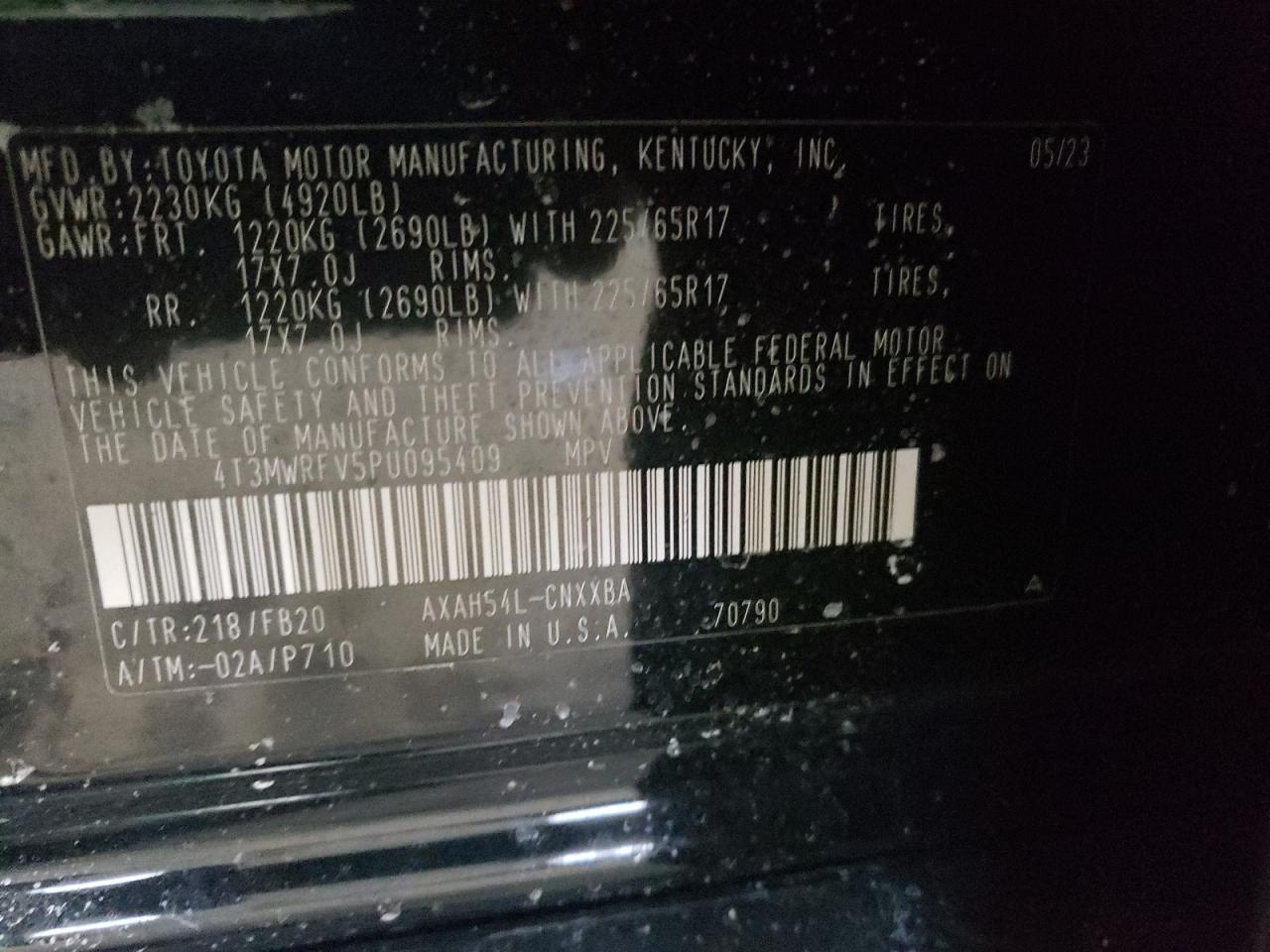 2023 Toyota RAV 4 VIN 4T3MWRFV5PU095409 Copart auction photo, front end damage thumbnail 16