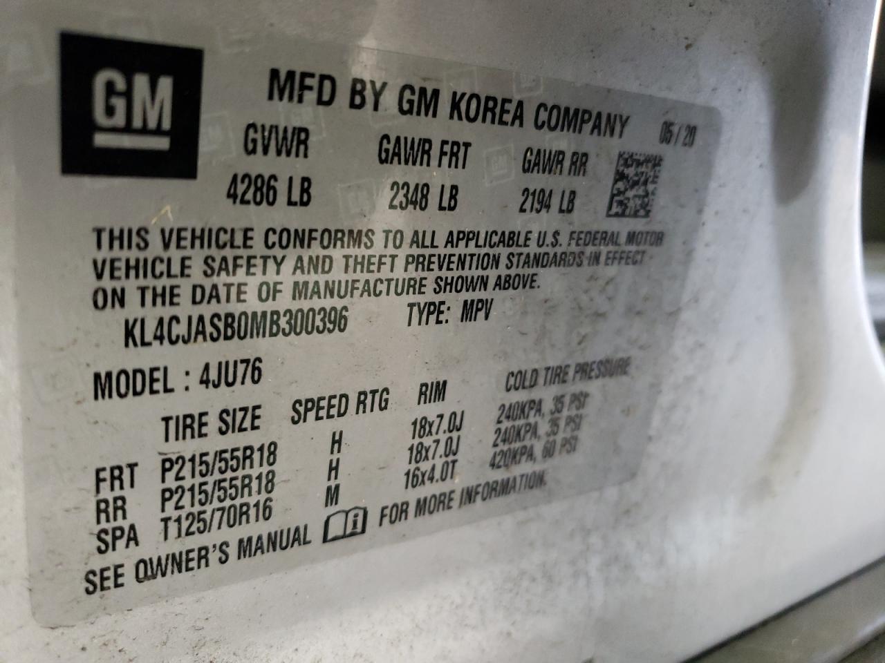 2021 Buick Encore VIN KL4CJASB0MB300396 Copart auction photo, front end / mechanical damage thumbnail 15
