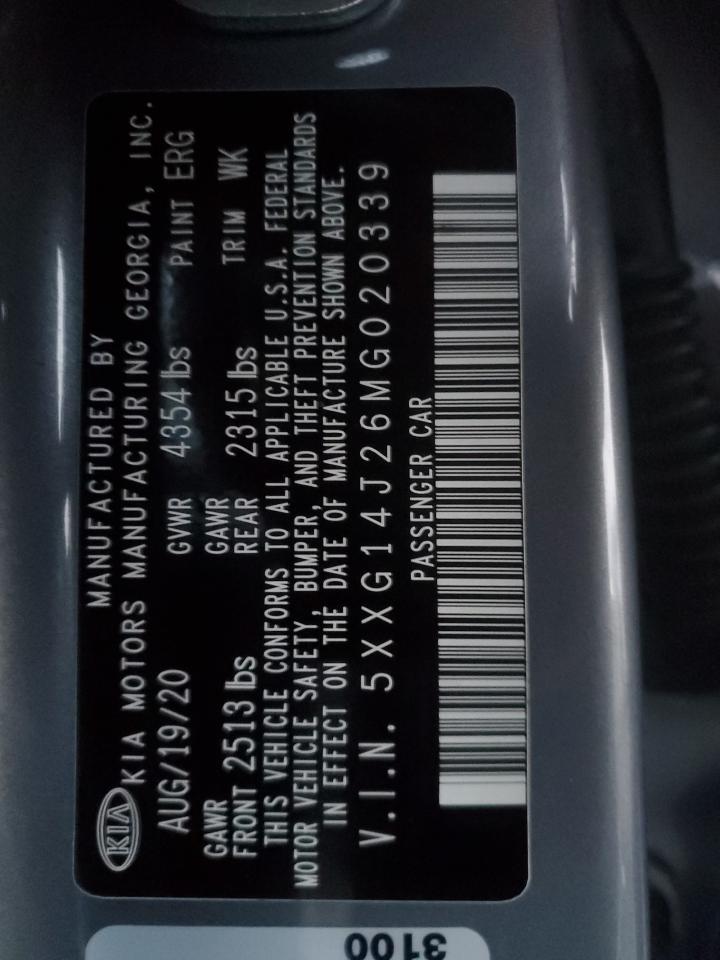 2021 KIA K5 VIN 5XXG14J26MG020339 Copart auction photo, front end damage thumbnail 12