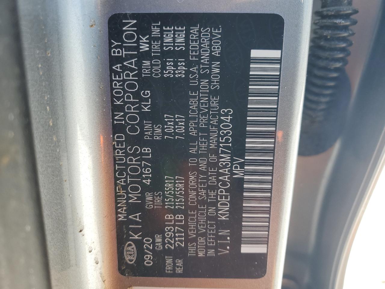 2021 KIA Seltos VIN KNDEPCAA3M7153043 Copart auction photo, front end damage thumbnail 16