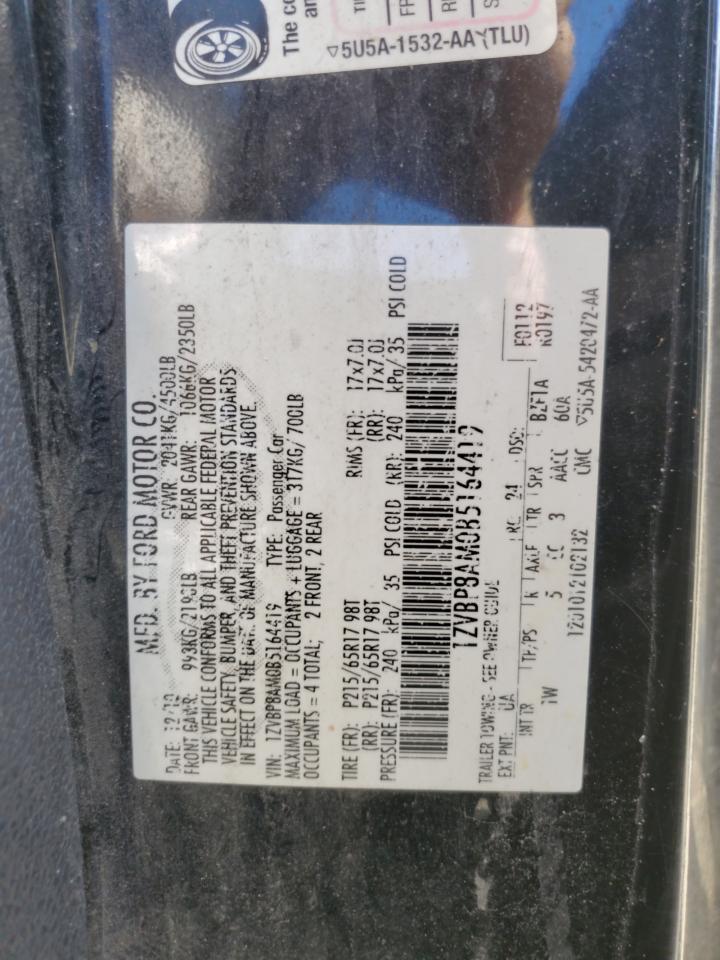 2011 Ford Mustang VIN 1ZVBP8AM0B5164419 Copart auction photo, front end / side damage thumbnail 13
