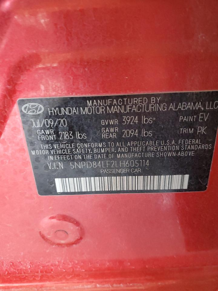 2020 Hyundai Elantra VIN 5NPD84LF2LH605114 Copart auction photo, side damage thumbnail 14