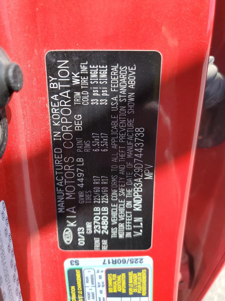 2013 KIA Sportage VIN KNDPB3A29D7443738 Copart auction photo, mechanical / side damage thumbnail 13