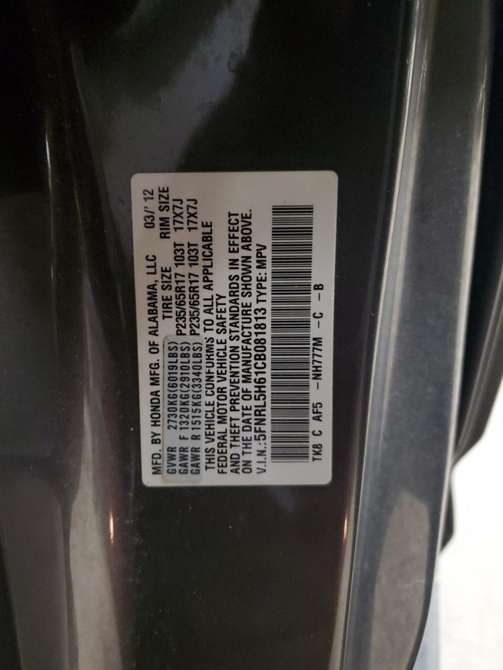2012 Honda Odyssey VIN 5FNRL5H61CB081813 Copart auction photo, side / minor dent/scratches damage thumbnail 13