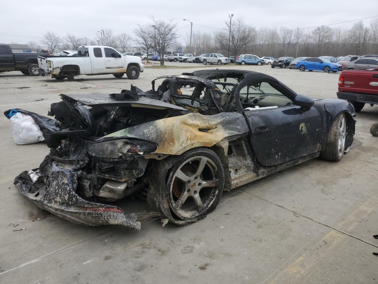 2019 Porsche Boxster VIN WP0CA2A87KS210113 Copart auction photo, burn damage thumbnail 3