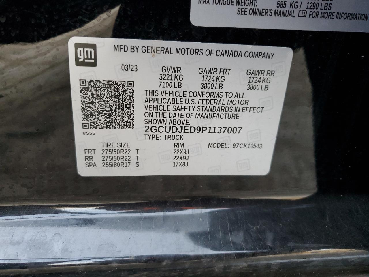 2023 Chevrolet Silverado VIN 2GCUDJED9P1137007 Copart auction photo, front end damage thumbnail 14