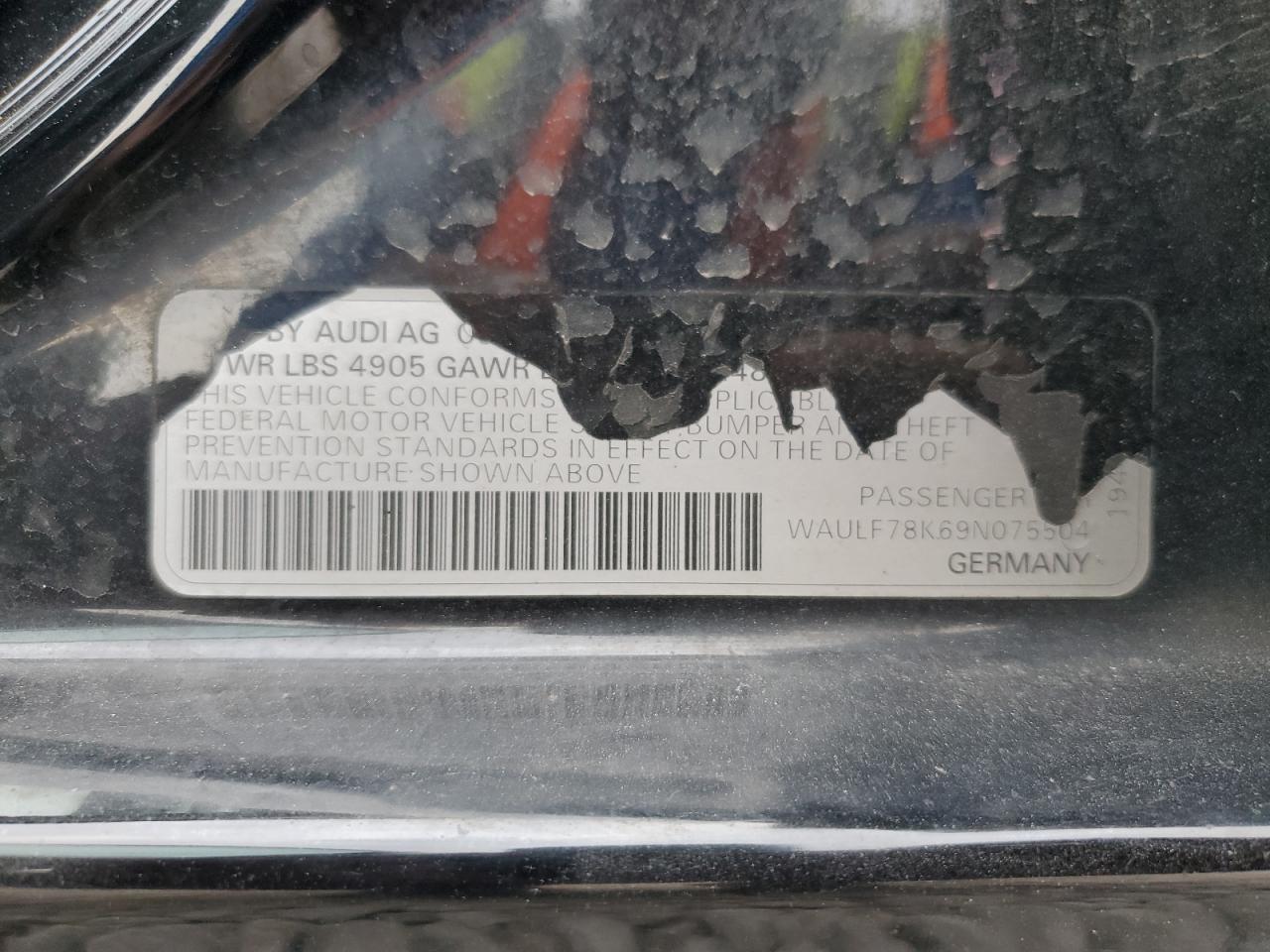 2009 Audi A4 VIN WAULF78K69N075504 Copart auction photo, front end / minor dent/scratches damage thumbnail 14