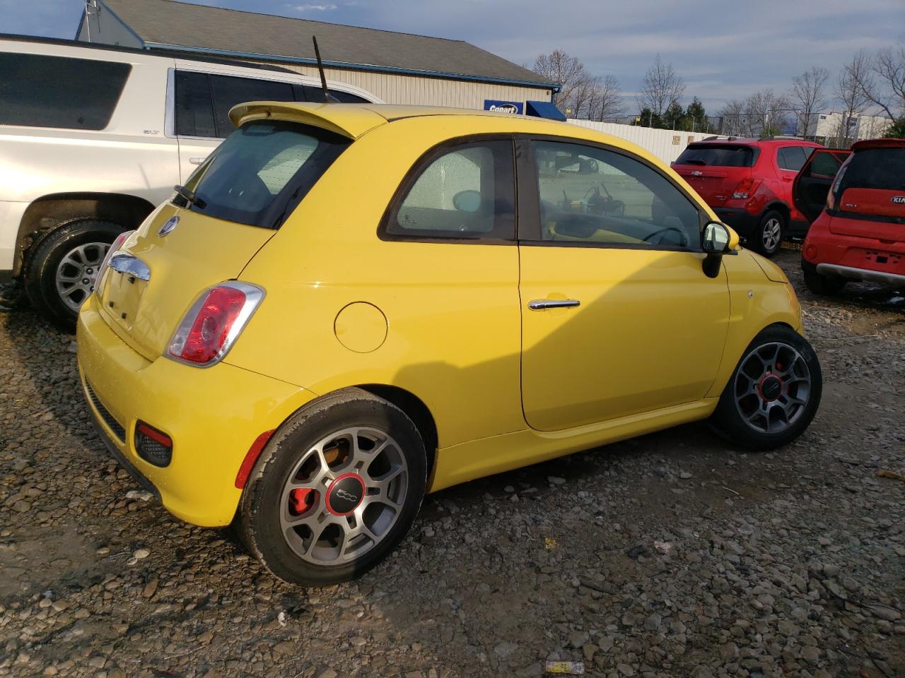 2013 Fiat 500 VIN 3C3CFFBR0DT655153 Copart auction photo, front end / undercarriage damage thumbnail 3