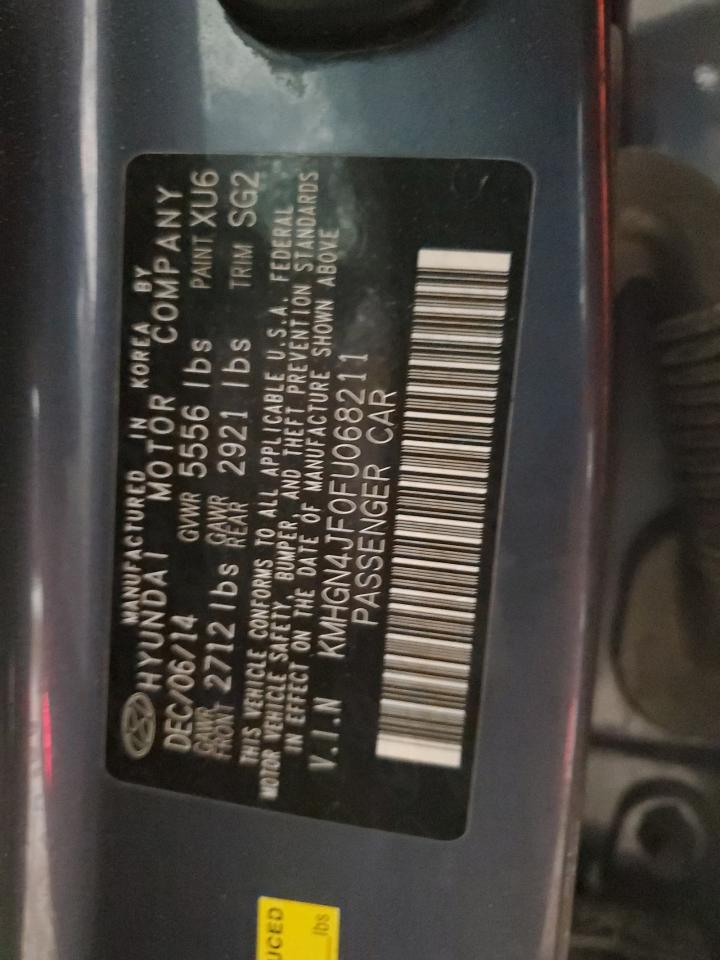 2015 Hyundai Genesis VIN KMHGN4JF0FU068211 Copart auction photo, rear end damage thumbnail 12