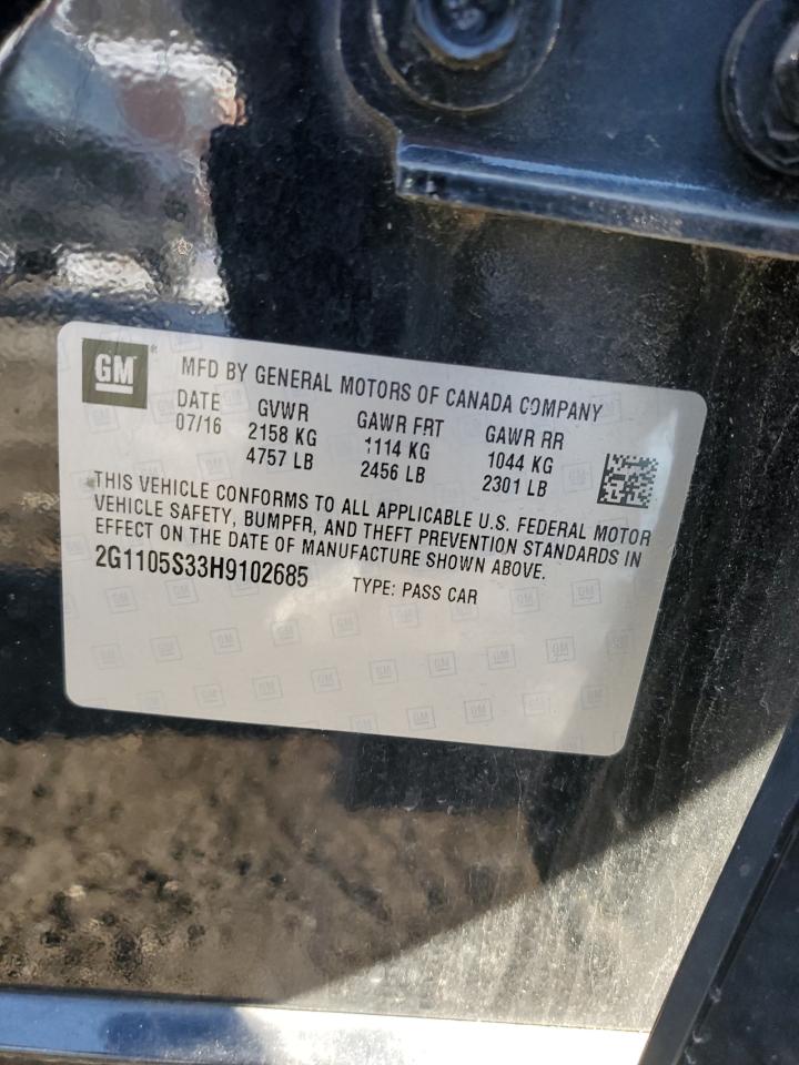 2017 Chevrolet Impala VIN 2G1105S33H9102685 Copart auction photo, front end damage thumbnail 12