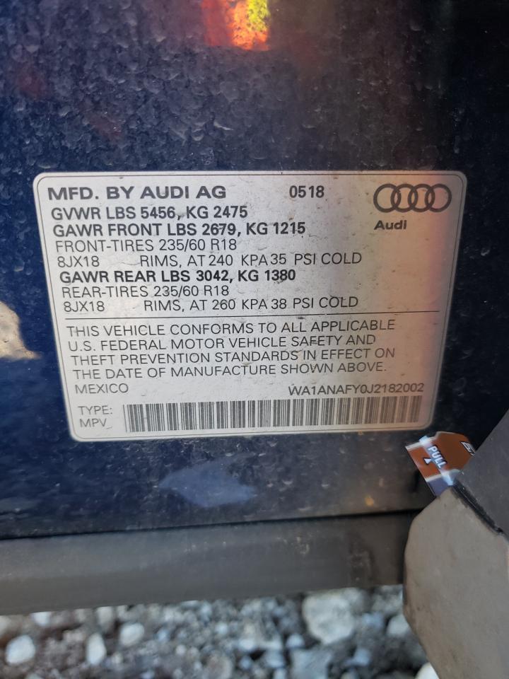2018 Audi Q5 VIN WA1ANAFY0J2182002 Copart auction photo, minor dent/scratches damage thumbnail 13