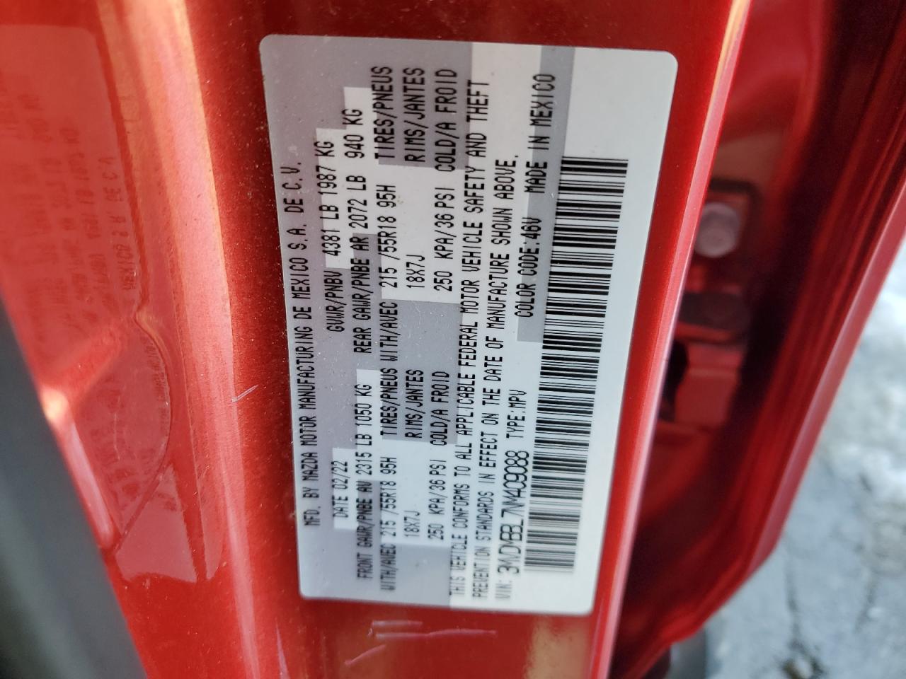 2022 Mazda CX-30 VIN 3MVDMBBL7NM409088 Copart auction photo, undercarriage damage thumbnail 14
