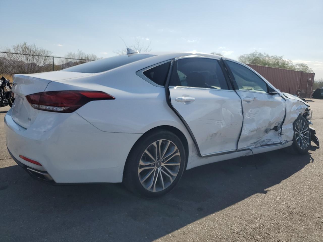 2017 Genesis G80 VIN KMHGN4JE4HU182352 Copart auction photo, front end / side damage thumbnail 3
