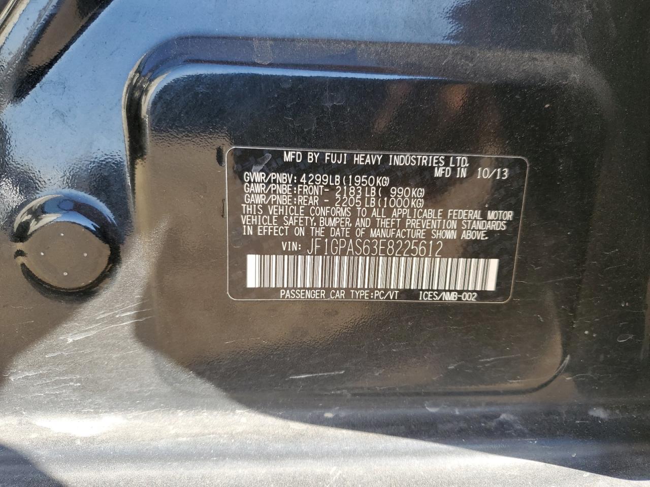 2014 Subaru Impreza VIN JF1GPAS63E8225612 Copart auction photo, all over damage thumbnail 14