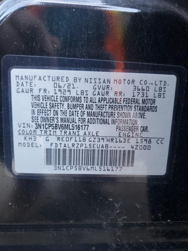 2021 Nissan Kicks VIN 3N1CP5BV6ML516177 Copart auction photo, rear end damage thumbnail 12