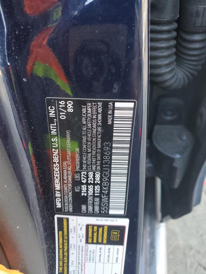 2016 Mercedes-Benz C-klasse VIN 55SWF4KB9GU138693 Copart auction photo, minor dent/scratches damage thumbnail 14