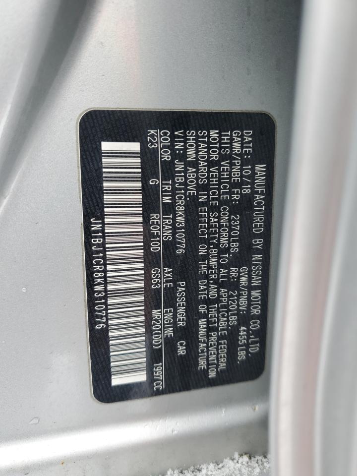 2019 Nissan Rogue VIN JN1BJ1CR8KW310776 Copart auction photo, front end damage thumbnail 14