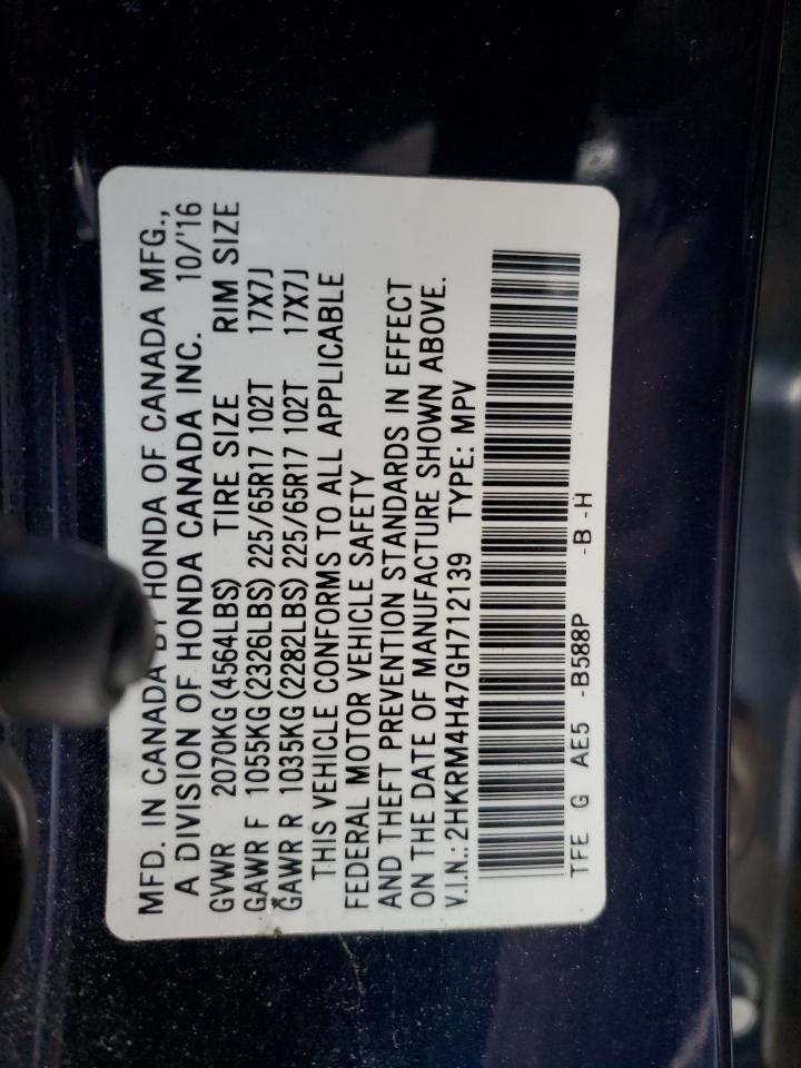 2016 Honda CR-V VIN 2HKRM4H47GH712139 Copart auction photo, front end damage thumbnail 13
