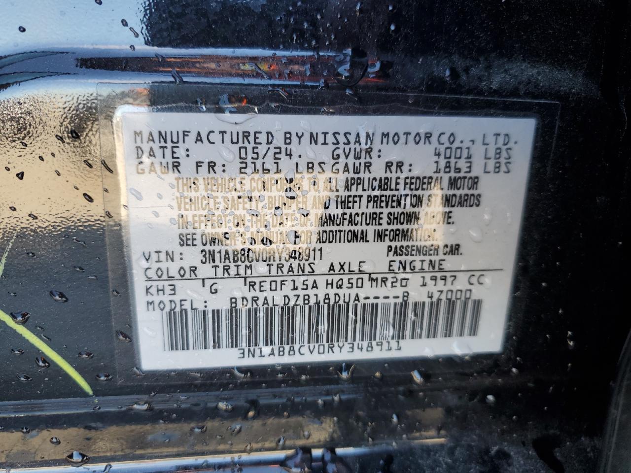 2024 Nissan Sentra VIN 3N1AB8CV0RY348911 Copart auction photo, front end damage thumbnail 13