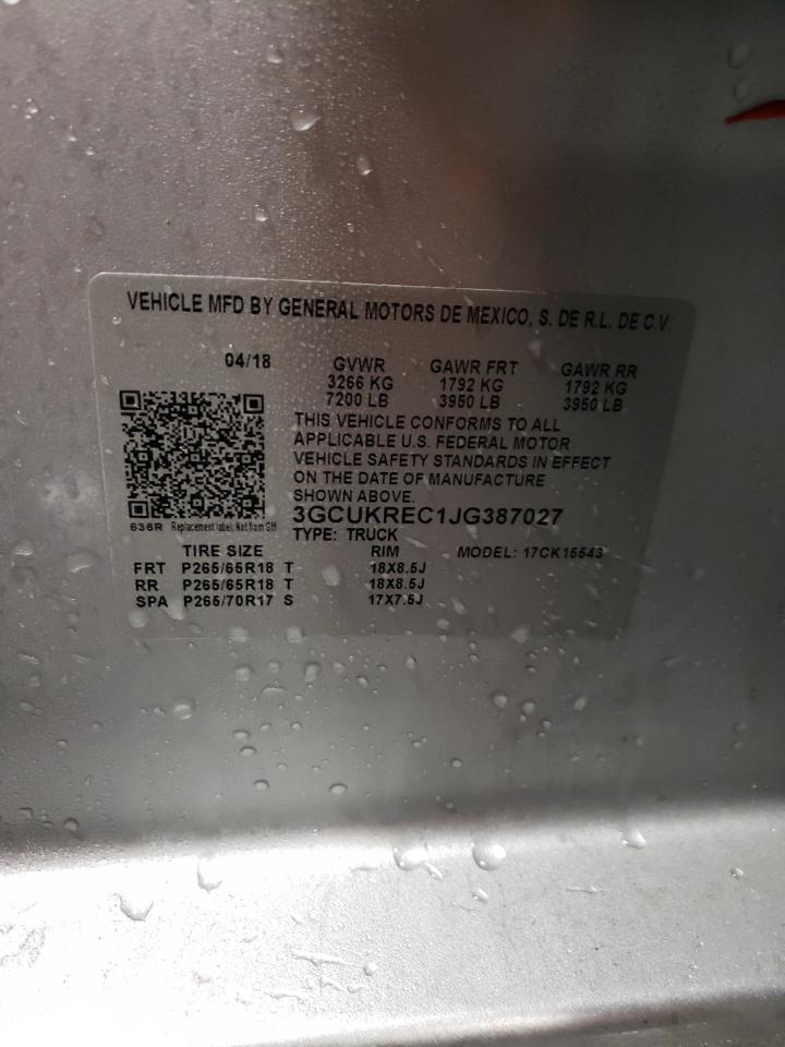 2018 Chevrolet Silverado VIN 3GCUKREC1JG387027 Copart auction photo, front end damage thumbnail 12