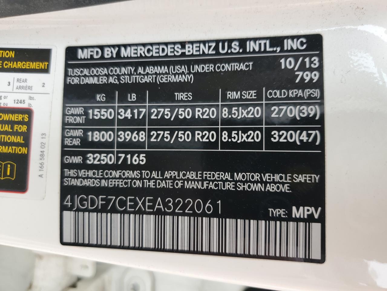 2014 Mercedes-Benz GL-klasse VIN 4JGDF7CEXEA322061 Copart auction photo, minor dent/scratches damage thumbnail 13