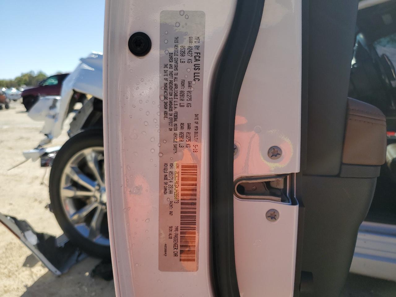 2018 Chrysler 300 VIN 2C3CCAKGXJH286073 Copart auction photo, front end / rear end damage thumbnail 13