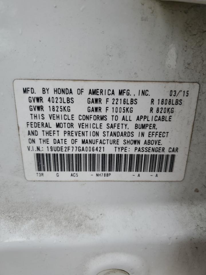 2016 Acura ILX VIN 19UDE2F77GA006421 Copart auction photo, front end damage thumbnail 15