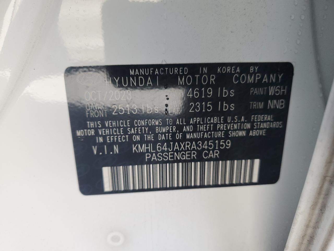 2024 Hyundai Sonata VIN KMHL64JAXRA345159 Copart auction photo, all over damage thumbnail 13