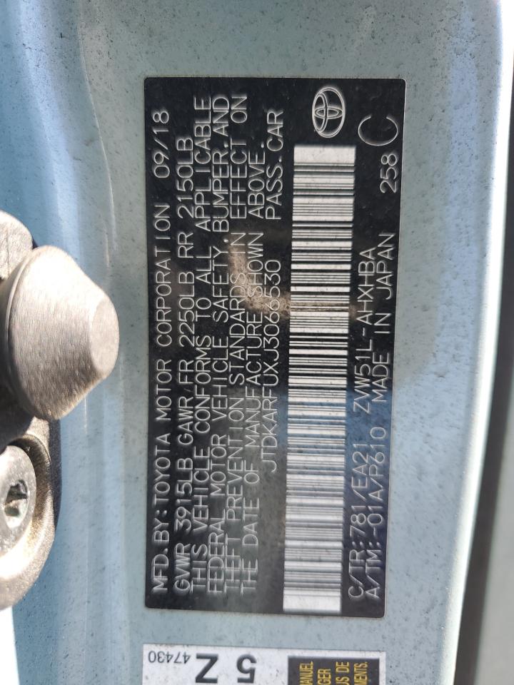 2018 Toyota Prius VIN JTDKARFUXJ3066530 Copart auction photo, front end / side damage thumbnail 14