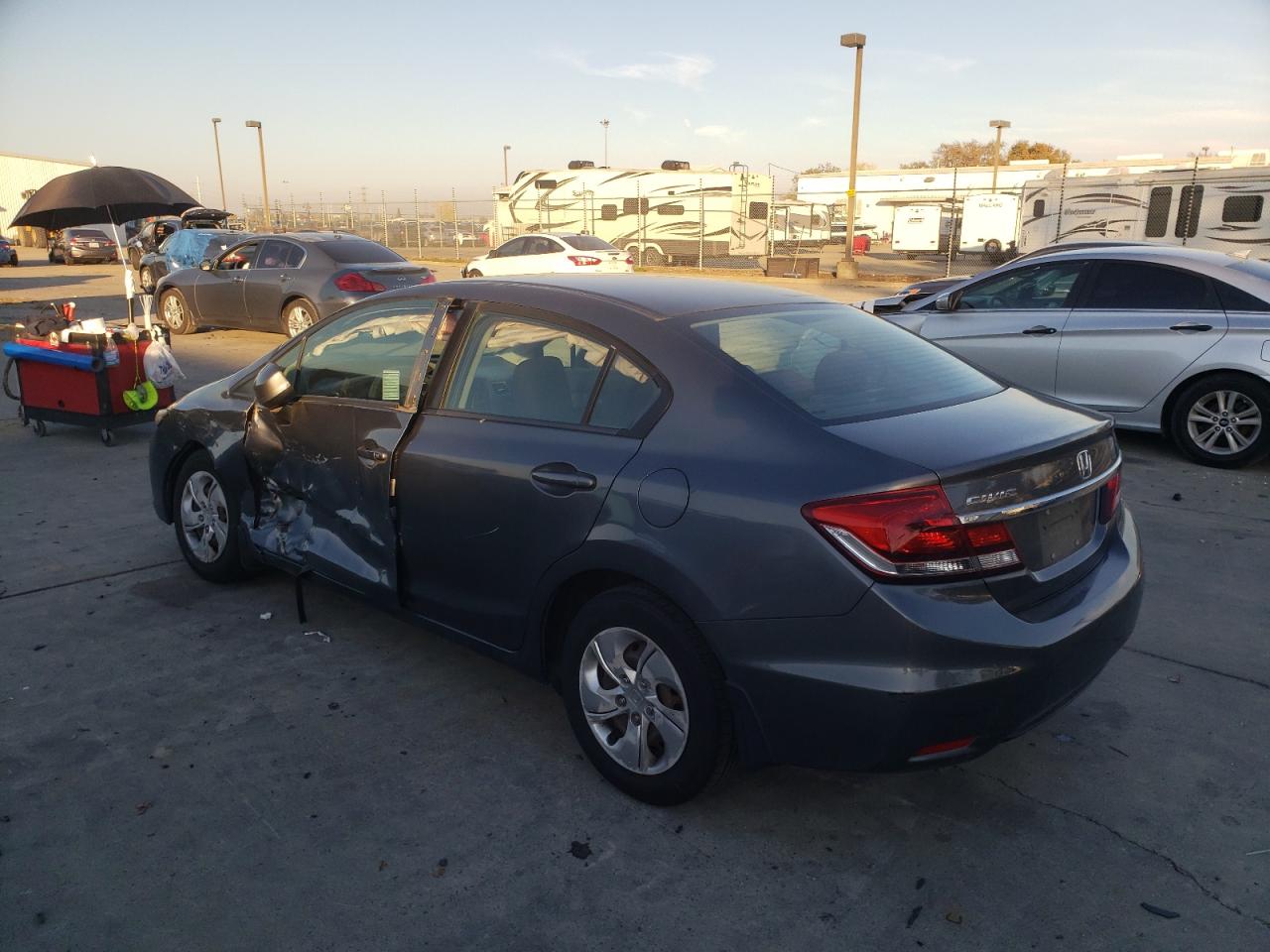 2013 Honda Civic VIN 19XFB2F57DE250447 Copart auction photo, side / front end damage thumbnail 2