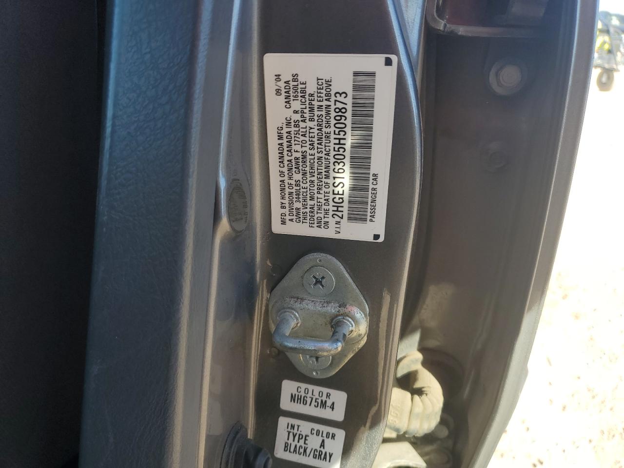 2005 Honda Civic VIN 2HGES16305H509873 Copart auction photo, front end / minor dent/scratches damage thumbnail 13