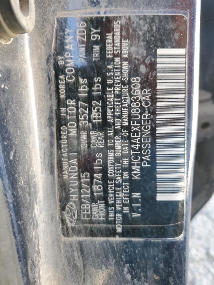 2015 Hyundai Accent VIN KMHCT4AEXFU883608 Copart auction photo, rollover damage thumbnail 13