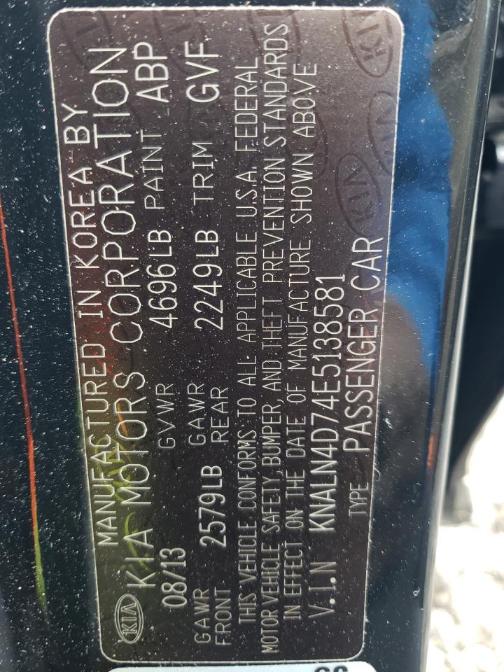 2014 KIA Cadenza VIN KNALN4D74E5138581 Copart auction photo, front end damage thumbnail 12