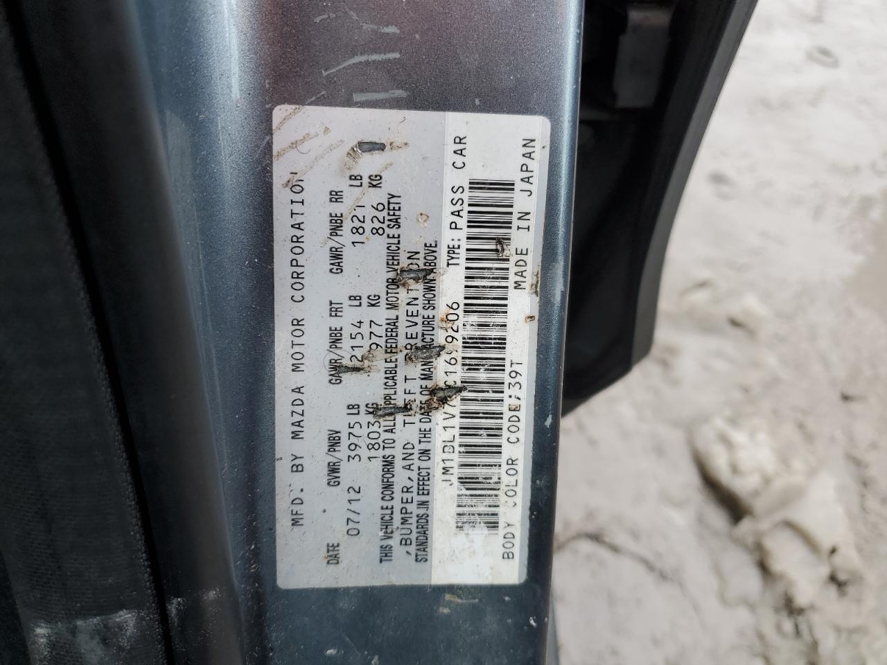 2012 Mazda 3 VIN JM1BL1V72C1699206 Copart auction photo, front end damage thumbnail 12