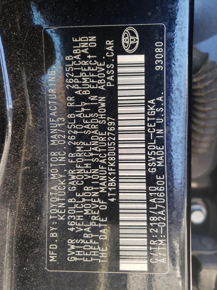 2013 Toyota Camry VIN 4T1BK1FK8DU527697 Copart auction photo, front end damage thumbnail 15