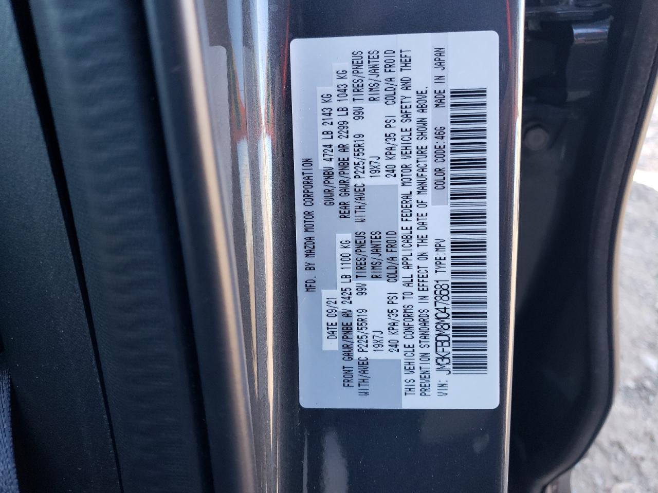 2021 Mazda CX-5 VIN JM3KFBDM8M0478681 Copart auction photo, front end damage thumbnail 13