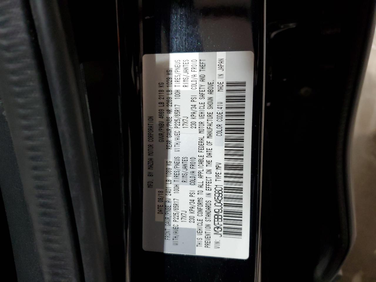 2018 Mazda CX-5 VIN JM3KFBBM9J0459801 Copart auction photo, rear end damage thumbnail 15