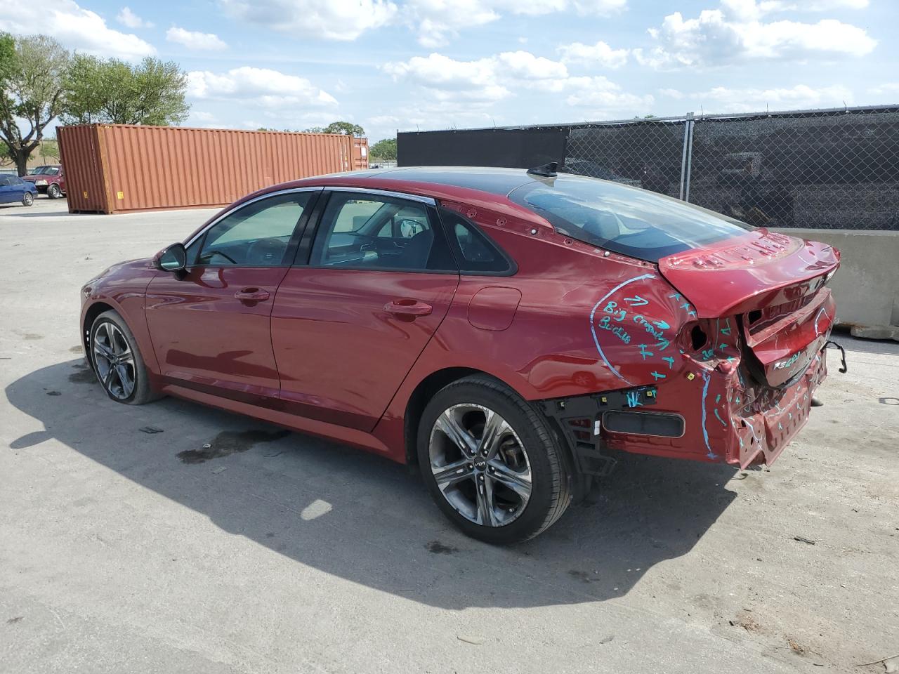 2022 KIA K5 VIN 5XXG34J25NG163648 Copart auction photo, rear end damage thumbnail 2